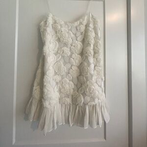 Alexis Blanc Floral Embroidered Pleated-Hem Mini Dress